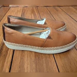 TROTTERS Accent In Luggage Leather Brown Espadrille Size 9M Nwot